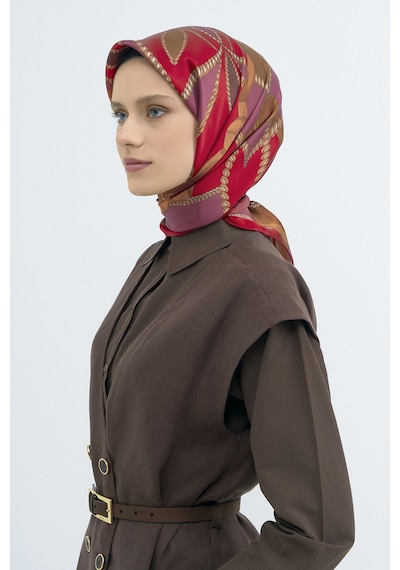 Armine Saf İpek Sura Eşarp-2026 İlkbahar-yaz- 953100d Bordo-kiremit