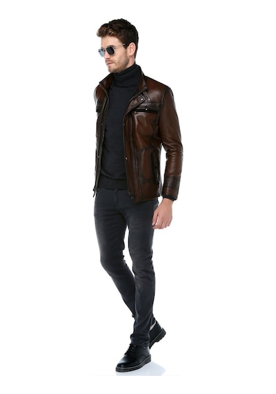 Dericlub E1081 Gerçek Deri Erkek Mont Camel Antik Camel