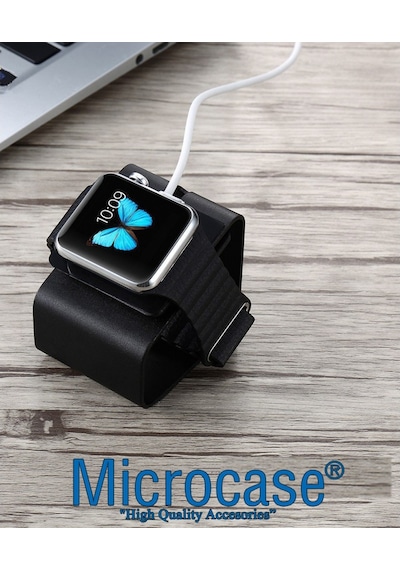 Apple Uyumlu  Watch Seri 5 40 Mm Için Alüminyum Şarj Standı - Siyah