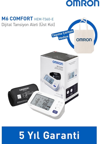 Omron M6 COMFORT Üst Koldan Ölçümlü Dijital Tansiyon Aleti - 5 YIL GARANTİ+Taşıma Çantası Hediyeli