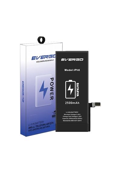 Apple Uyumlu iPhone 6  Güçlendirilmiş Batarya Pil 2500 Mah evergo