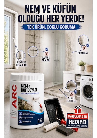 Nem Ve Küf Boyası - Rutubet Önleyici Yalıtım Boyası, Tavan Duvar Ve Zeminde Kalıcı Çözüm 5 L