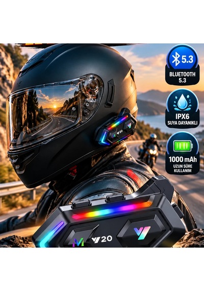 Bluetooth 5.3 Motosiklet Intercom Ipx6 Suya Dayanıklı, 1000 Mah Batarya Ve Rgb Işık