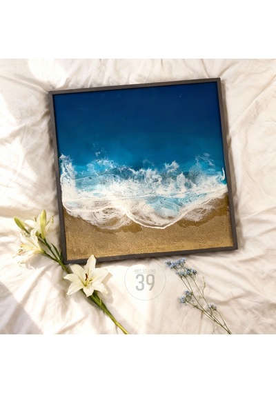 Tropical Ocean Epoksi Duvar Tablosu, Çerçeveli Okyanus Temalı El Yapımı Sanat Eseri, 40x40 Cm 1 Adet Tropical Ocean Epoksi Duvar Tablosu, Çerçeveli Okyanus Temalı El Yapımı Sanat Eseri, 40x40 Cm 1 Adet