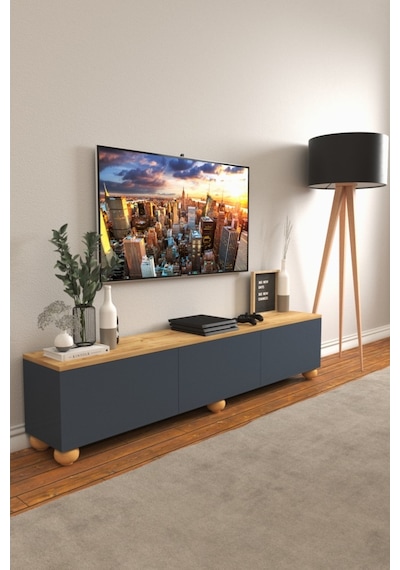 B3 Concept Nort Serisi Antrasit Safir Meşe 3 Kapaklı Tv Ünitesi
