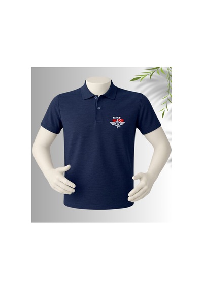 Dafri Özel Tasarım Sat Baskılı Polo Yaka %100 Pamuklu T-shirt Lacivert