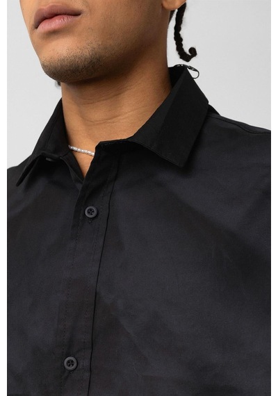 Vamos Oversize Yıkamalı Poplin Gömlek Siyah