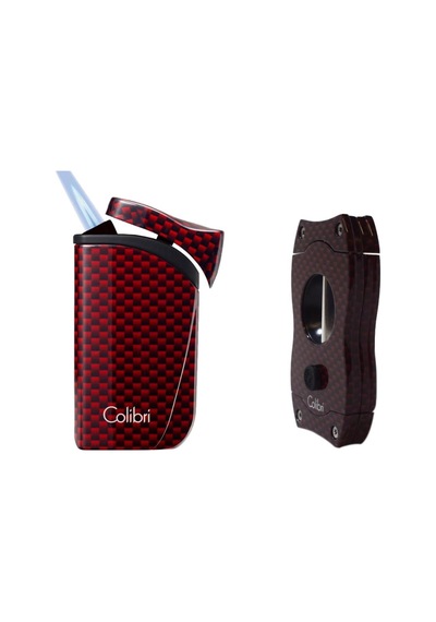 Colibri Kırmızı Karbon Desenli Çakmak Kesici Set - Clbrset3