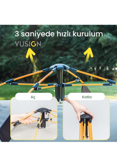 Vusign Otomatik Kamp Çadırı 2-3 Kişilik 205x205x115 Cm Kolay Kurulum Suya Dayanıklı Kamp Çadırı Vs4002-gn Yeşi Genel