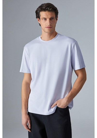 Grimelange Hıson Erkek Relaxed Bisiklet Yaka Kısa Kollu Lila T-shirt Lila