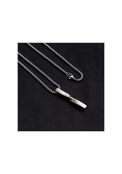 Quıngda Sprial Kolye - Trendy Minimalist Hip-hop Tarzı Erkek Kolyesi Metalik Çelik Rengi