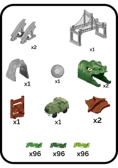 Dinozor Trucks 288 Parça Raylı Pist - Raylı Araç Oyuncak - Tren Oyuncak - Renkli Araç Yolu - Dino Tr
