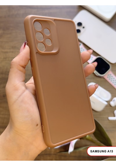 Samsung Galaxy A13 Uyumlu Kamera Korumalı Darbeye Dayanıklı Renk Atmayan Keep Silikon Kılıf Kahverengi