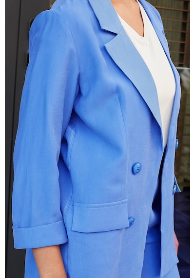Kadın İpeksi Dokulu Modal Kumaş Yakalı Cep Kapaklı Oversize Salaş Blazer Ceket-indigo Indigo Kadın İpeksi Dokulu Modal Kumaş Yakalı Cep Kapaklı Oversize Salaş Blazer Ceket-indigo Indigo
