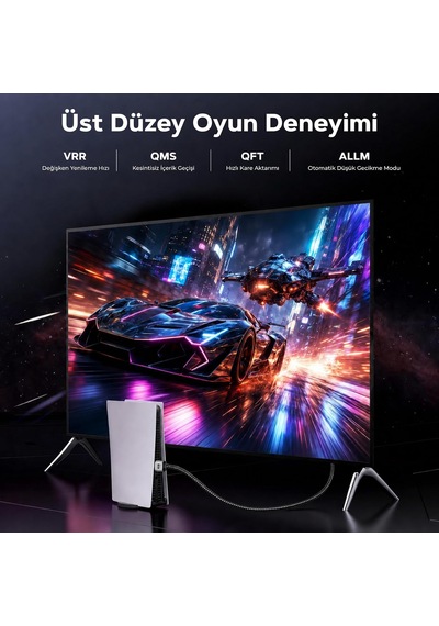 Ultra Sertifikalı Hdmı 2.1 Kablo, 8k 60hz, 4k 240hz, 48 Gbit/s, Hdmı Sertifikalı, Alüminyum Gövde - 2 Metre