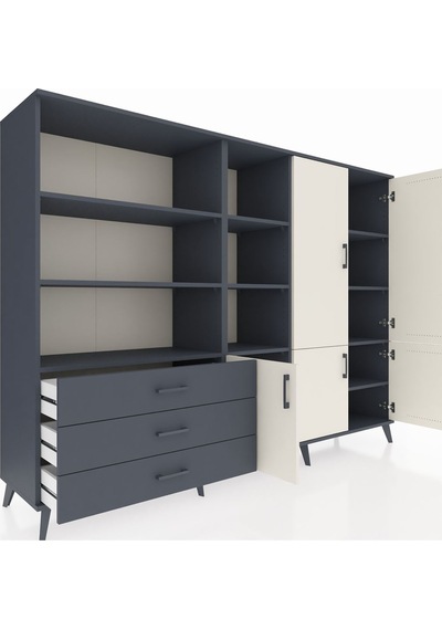 Hyperion Dolap 11 Raflı 3 Çekmeceli 5 Kapaklı 220x44x163 Antrasit Antrasit-aytaşı/antrasit Hyperion Dolap 11 Raflı 3 Çekmeceli 5 Kapaklı 220x44x163 Antrasit Antrasit-aytaşı/antrasit