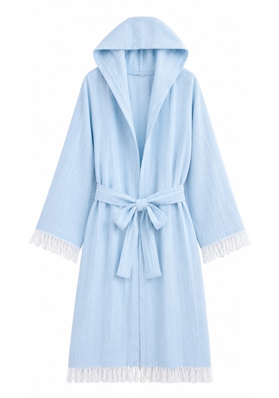 Aquatolıa Muslin Düz Desen Plaj, Sauna, Spa, Banyo Amaçlı Bornoz. Mavi