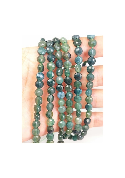 Akik Taşı Yassı Faset Kesim Kolye 6x4mm Sabit Klipsli 42835 Sarı