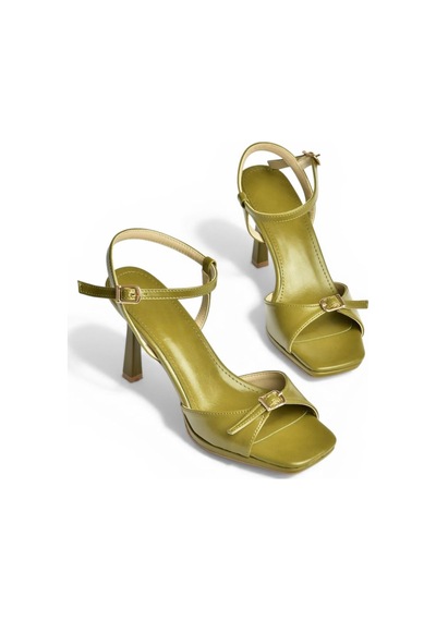 Fox Shoes Y518710109 Yeşil İnce Topuklu Kadın Ayakkabı