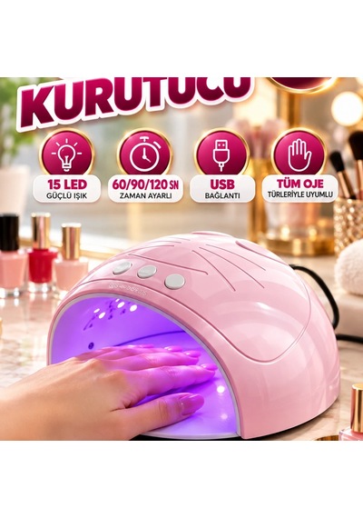 45w Uv Led Oje Kurutucu 15 Led, 60/90/120 Sn Zaman Ayarlı, Usb