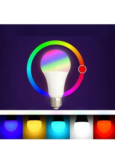 Uzaktan Kumandalı Rgb Led Ampul 9watt E27 Tasarruflu Dimmerli Led Lamba 16 Ton Diğer