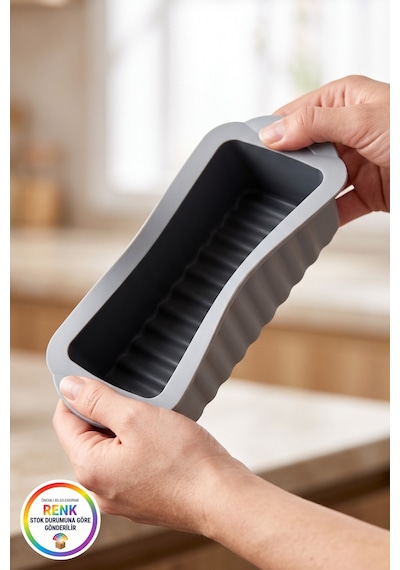 Silikon Baton Kek Kalıbı Kulplu Yapışmaz Kolay Çıkan Ekmek Kek Pasta Kalıbı 28x11x6 Cm Çok Renkli