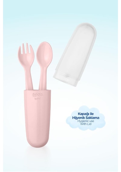 Wee Baby Saklama Kutulu Çatal Kaşık Seti - Pembe
