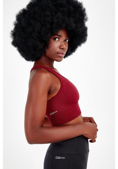 Maraton Active Slimfit Kadın Bisiklet Yaka Kolsuz Fitness Koyu Kırmızı Bra 813047-Koyu Kırmızı