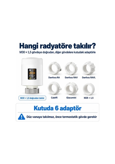 Wifi Akıllı Termostatik Radyatör Vanası, Tuya Smart Life Uyumlu