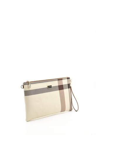 Silver Polo Sp1034 Kadın Portföy & Clutch Ekose Krem-taba