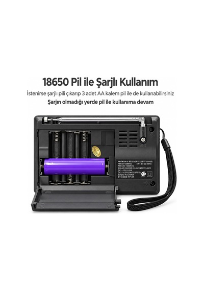 Fp-1781bt Mini Cep Radyosu Bluetooth Hoparlör Fm Radyo Led Işıklı Şarjlı Usb Micro Sd Mp3 Desteği Aux Kulaklık Çıkışı