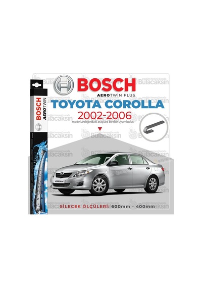 Toyota Corolla Uyumlu Sedan Muz Silecek Takımı 2002-2006 Bosch Aerotwi