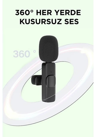 K9 2 Li Kablosuz Yaka Mikrofonu 2in1 Mikrofon Type-c/lightnin Şarjlı Youtube Facebook Tiktok