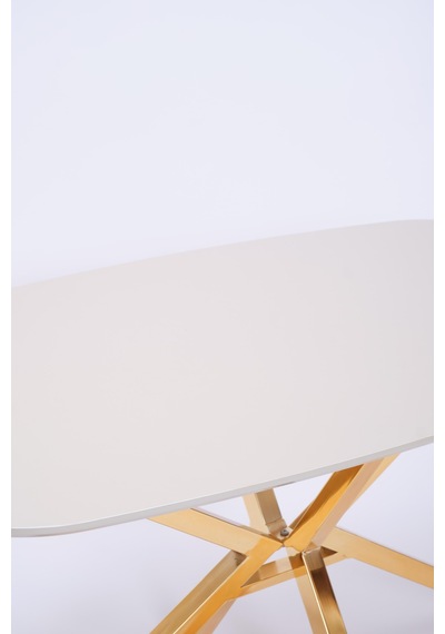 Çapraz Kum Beji High Gloss Yemek Masası 90 160 Cm Sarı Çapraz Kum Beji High Gloss Yemek Masası 90 160 Cm Sarı