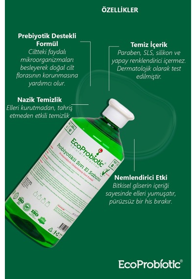 Ecoprobiyotic Temiz İçerik Çocuk Dostu Koruyucu Bakım Probiyotikli Sıvı El Sabunu 1 L