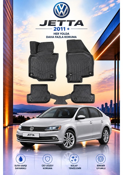 Volkswagen Jetta 2011+ Aracınıza Özel Üretim Havuzlu Paspas Takımı A+ -mod-