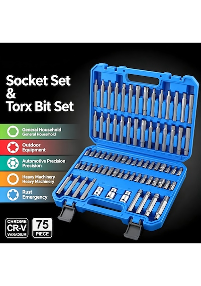 75 Parça Torx - Allen - M Tipi - Ribe Bits Uç Seti