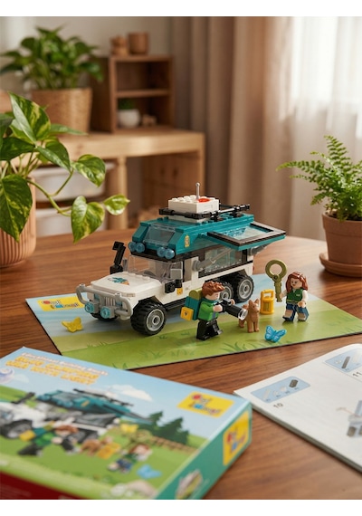 Ogi Mogi Toys Eğitici Bloklar Işıklı Mavi Karavan 298 Parça,  Yapı Seti