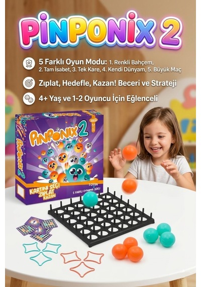 19 Parçalı Pinponix 2 Tek Oyun 5 Farklı Oynama Şekilli 2 Kişilik Eğitici Stratejik Aile Kutu Oyunu