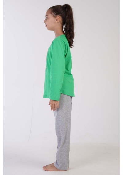 Kız Çocuk Uzun Kol Yeşil Pijama Takımı C3t0n7o122 001