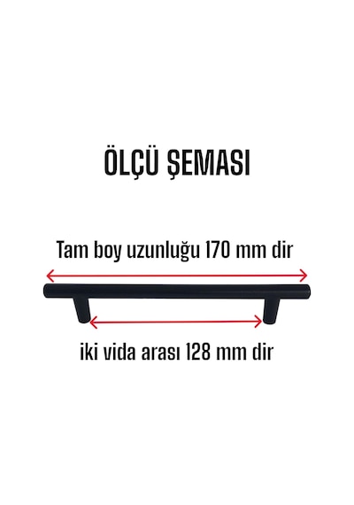 Boy Kulp Mat Siyah 128 Mm Kulp Mobilya Mutfak Dolabı Çekmece Dolap Kapak Kulpu Kulbu Metal Kulpları