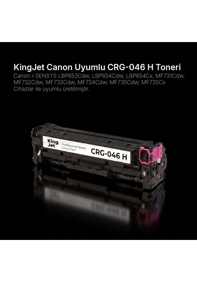 Kingjet Canon Uyumlu Crg-046h Kırmızı Yüksek Kapasiteli Tekli Çipli Uyumlu  Toner Mf732cdw