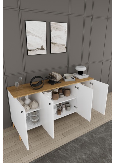 Lüks Yemek Odası Takımı 3 Parça %100 Mdf Konsol Yemek Masası Tv Ünitesi Yt03 Beyaz - Karına Lüks Yemek Odası Takımı 3 Parça %100 Mdf Konsol Yemek Masası Tv Ünitesi Yt03 Beyaz - Karına