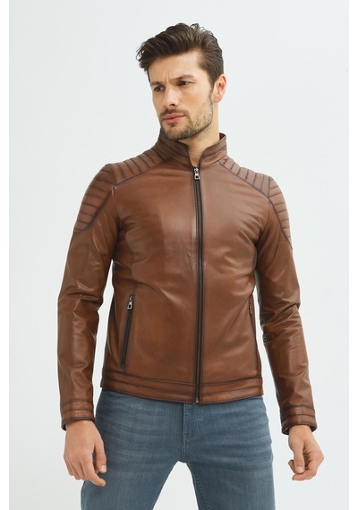İkbal Jack Taba / Gerçek Erkek Deri Mont Em-0521T