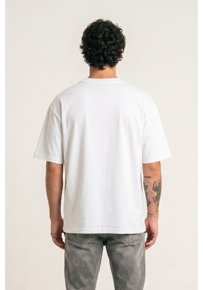 Black Nova Oversize Baskılı Unisex Tişört Yacht Club Beyaz