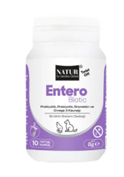 Natur Enterobiotic 10 Twist-off Kapsül - Kedi & Köpek İçin İshal, Gaz, Sindirim & Mikrobiyom Desteği