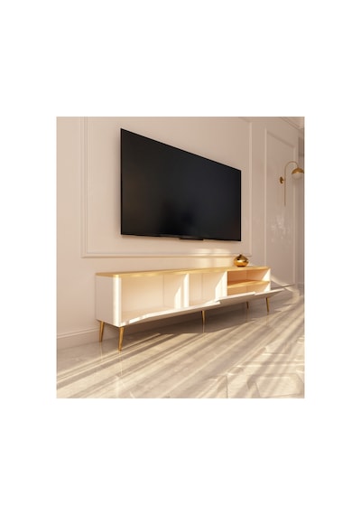 Saren 180 Cm Tv Ünitesi Tv Sehpası Safir Meşe - Beyaz Safirmeşe-beyaz