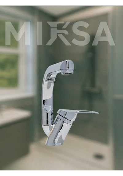 Balıksırtı Borulu Banyo Lavabo Bataryası, Musluğu, Çeşmesi Çift Su Girişli Krom