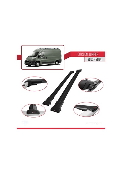Citroen Jumper 2007 Ve Sonrası İle Uyumlu Fly Model Ara Atkı Tavan Barı Siyah