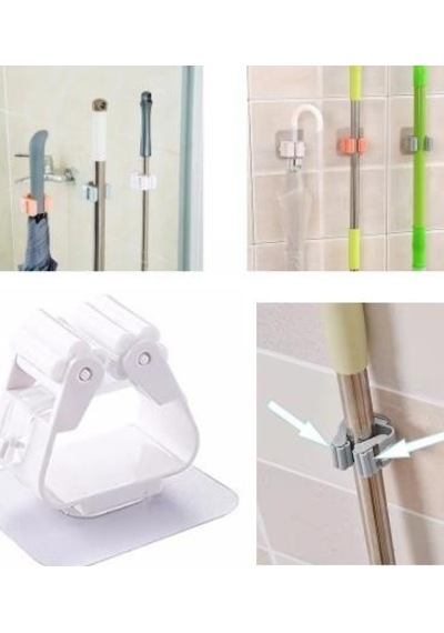 Mop Banyo Askısı Çok Amaçlı Yapışkanlı Askı 4 Adet Fırça Süpürge Papas Düzenleyici Mutfak Çok Renkli